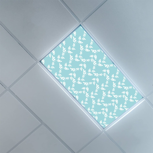 Fluorescent Light Covers for Classroom Office-Rustic Pattern-Light Filters Ceiling LED Ceiling Light Covers-2ft x 4ft Drop Ceiling Fluorescent Decorative,Pale Blue White