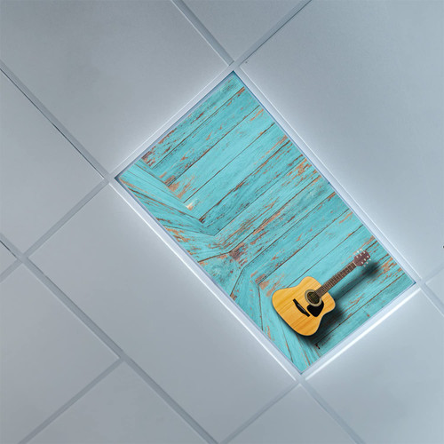 Fluorescent Light Covers for Classroom Office-Rustic Wood Pattern-Light Filters Ceiling LED Ceiling Light Covers-2ft x 4ft Drop Ceiling Fluorescent Decorative,Pale Brown Pale Teal