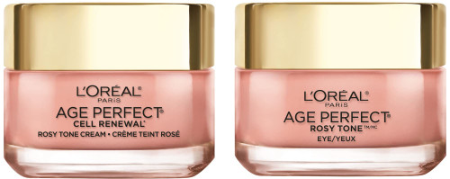 L'Oreal Paris Skin Care Age Perfect Rosy Tone Eye Brightener and Travel Size Face Moisturizer Anti-Aging Skin Care Set, 1 Kit