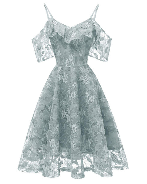 Womens Vintage Lace Floral Wedding Party Dress Short Aline Cocktail Swing Dress (Medium, Blue Gray) Womens Vintage Lace Floral Wedding Party Dress Short Aline Cocktail Swing Dress (Medium, Blue Gray)