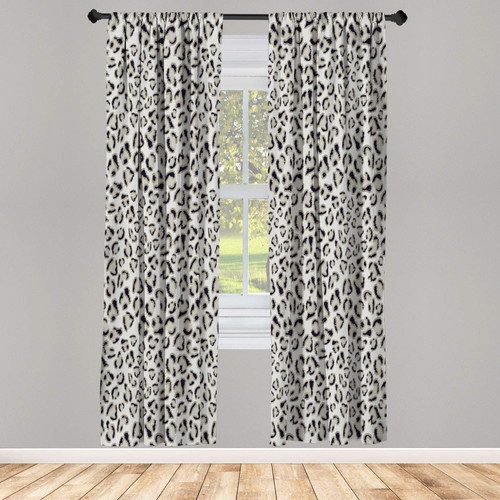 Lunarable Animal Print Window Curtains, Leopard Skin Wildlife Safari Design Creative Contemporary Art, Lightweight Decorative 2-Panel Set & Rod Pocket, Pair of - 28" x 95", Pale Grey