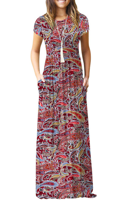 EUOVMY Women's Short Sleeve Loose Plain Maxi Dresses Casual Long Dresses with Pockets Multicolor Red Large EUOVMY Women's Short Sleeve Loose Plain Maxi Dresses Casual Long Dresses with Pockets Multicolor Red Large