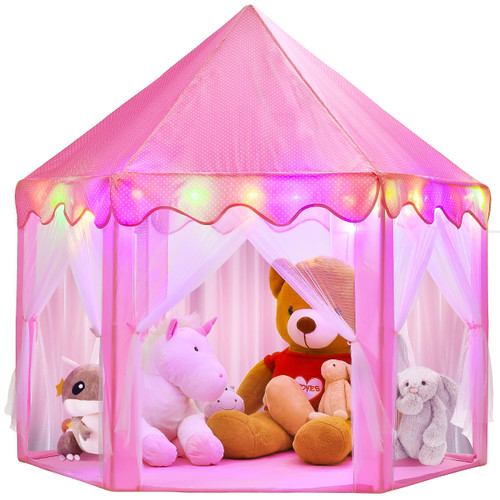 BELLOCHIDDO Princess Tent Girls, Pink Tent with Star LED Lights, Princess Castle Pretend Play, Kids Playhouse for Indoor & Outdoor, Birthday Play Tents Toy Gifts for Children BELLOCHIDDO Princess Tent Girls, Pink Tent with Star LED Lights, Princess Castle Pretend Play, Kids Playhouse for Indoor & Outdoor, Birthday Play Tents Toy Gifts for Children