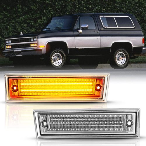 POPMOTORZ Front Fender Side Marker Lights, Led Amber Bumper Turn Side Signal Lamps for 1981-1991 Chevy Pickup Truck Blazer/Suburban/GMC GM2551107 GM2550115 915558 915557 18120166 18120066-Clear Lens POPMOTORZ Front Fender Side Marker Lights, Led Amber Bumper Turn Side Signal Lamps for 1981-1991 Chevy Pickup Truck Blazer/Suburban/GMC GM2551107 GM2550115 915558 915557 18120166 18120066-Clear Lens