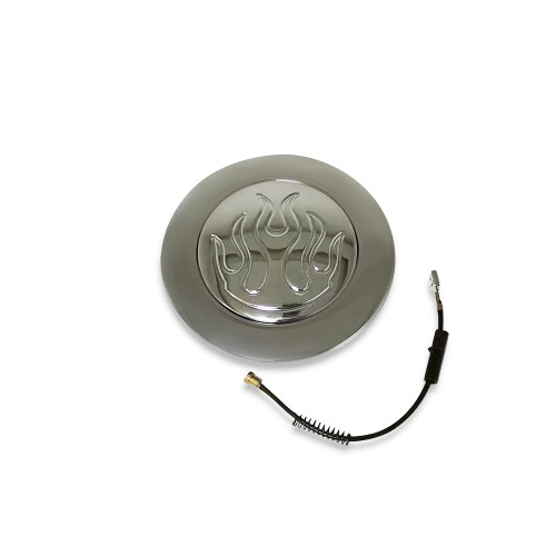 DEMOTOR PERFORMANCE 9 Hole Steering Wheel Chromed Billet Aluminum Horn Button w/Flame street rod