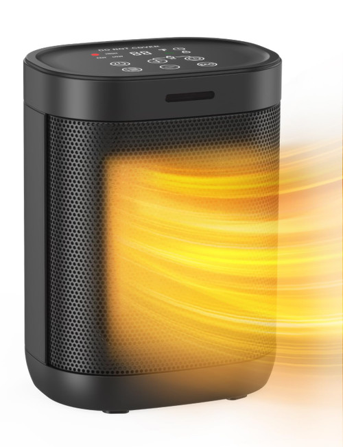 1500W Space Heater for Indoor Use, 1500W/900W Electric Heater 2S Fast Heating, Ceramic Heater with Thermostat, 24H Timer, Overheat & Tip-over Protection, Heater for Office Bedroom Use