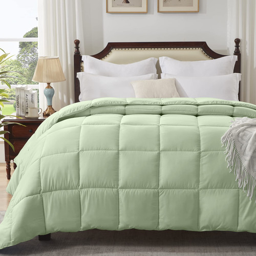 Homelike Moment Queen Comforter Sage Green Lightweight Duvet Insert Down Alternative Bed Comforter All Season Quilted Comforters Full Queen Size Sage Green