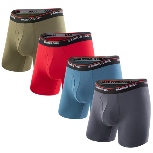 BAMBOO COOL Men's Underwear 4 Pack Boxer Briefs Soft Breathable Bamboo Viscose Underwear for Men with Open Fly Pouch(M) BAMBOO COOL Men's Underwear 4 Pack Boxer Briefs Soft Breathable Bamboo Viscose Underwear for Men with Open Fly Pouch(M)