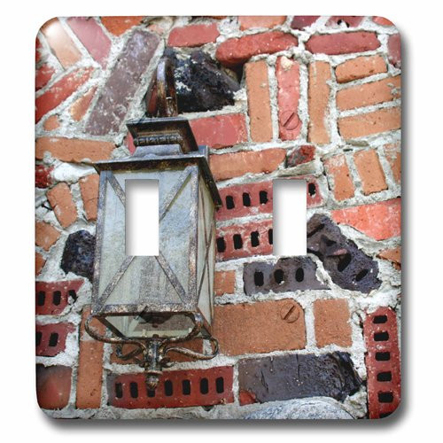 3dRose lsp_221509_2 Old Street Light On A Interesting Brick Wall. - Double Toggle Switch
