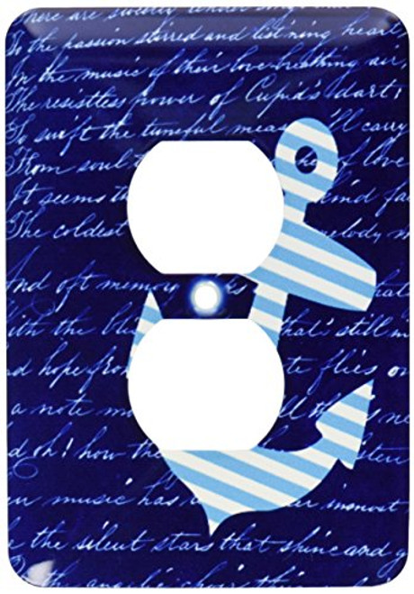3dRose LSP_112807_6 Blue and White Anchor On Black with Vintage Handwriting-Sailor Stripes Nautical Design 2 Plug Outlet Cover, Multicolored 3dRose LSP_112807_6 Blue and White Anchor On Black with Vintage Handwriting-Sailor Stripes Nautical Design 2 Plug Outlet Cover, Multicolored