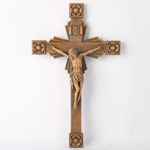 BC CATHOLIC Crucifix Wall Cross, Hanging Cross Crucifix, Hand Painted in Vintage Wood 12"H BUILDCLASSIC BC CATHOLIC Crucifix Wall Cross, Hanging Cross Crucifix, Hand Painted in Vintage Wood 12"H BUILDCLASSIC