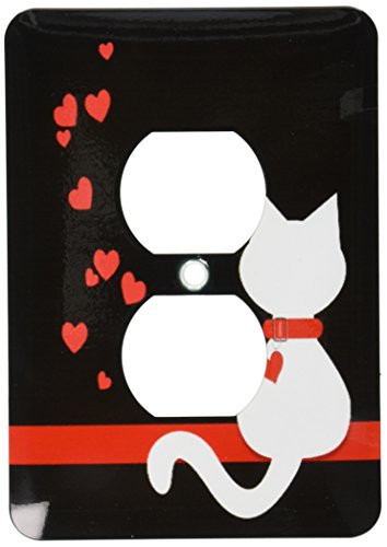 3dRose lsp_164792_6 Pet Lovers Red Hearts White Kitty Cat Light Switch Cover