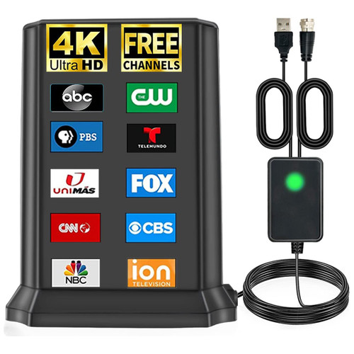 TV Antenna, TV Antenna for Smart TV with 500+ Miles Range, 2023 Upgraded Digital TV Antenna with Amplifier Signal Booster, HD Antenna for TV Indoor Outdoor, Support 8K 4K 1080p, 32ft Coax Cable