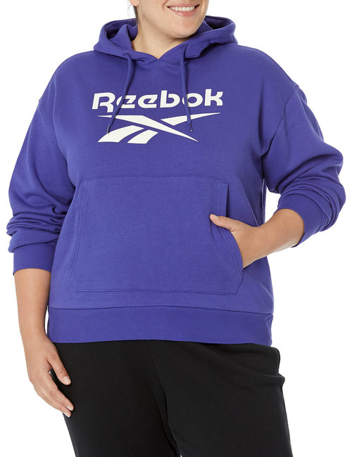 Reebok Women's Plus Big Hoodie, Bold Purple/White Logo, 2X