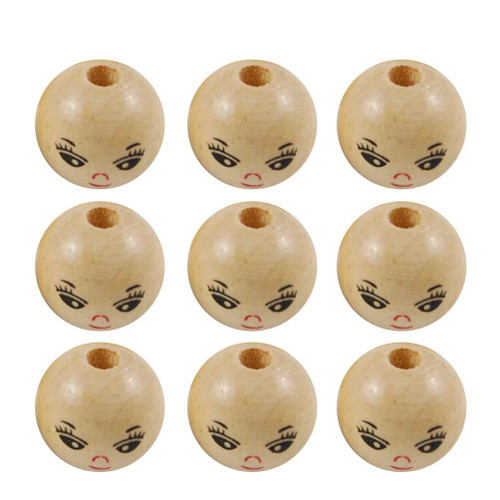 ONDIAN CHUNCIN - 100pcs Painted Wooden Beads Smile face Wood Spacer Beads Wooden Loose Beads for DIY Bracelet Necklace Jewelry Making Hair Crafts (22mm) (Size : 18mm)