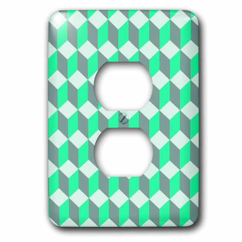 3dRose Isometric Cube Pattern Aqua Grey White Geometric Art - Light Switch Covers (lsp-374150-6)