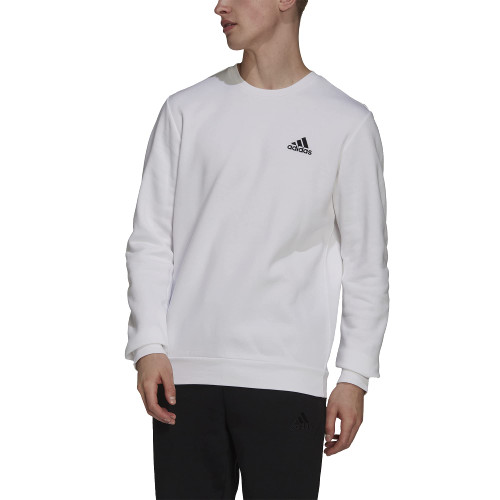 adidas Men's Essentials Fleece Sweatshirt, White/Black, Medium