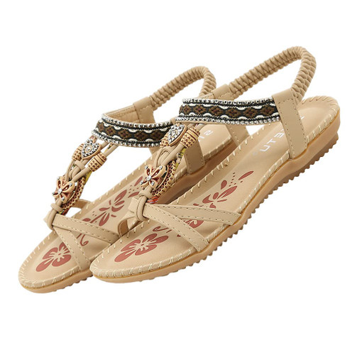 Holibanna 1 Pair bohemian sandals embellished flat sandals jelly sandals for women flat slippers wedding sandals flat Women Jelly Sandal women flat sandals Clear casual pu Miss summer dress