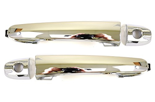 PT Auto Warehouse TO-3180M-FP - Outside Exterior Outer Door Handle, Chrome - with Keyhole, Front Left/Right Pair