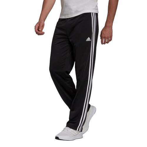 adidas Men's Essentials Warm-up Open Hem 3-stripes Tracksuit Bottoms, Black/White, Large/31" Inseam