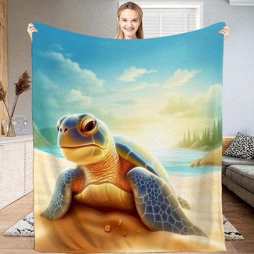 Customized Turtle Throw Blanket - Microfiber Baby Girl Turtle Blanket Turtle Gifts for Turtle Lovers Men Women Boys Girls Super Soft Sea Turtle Fleece Blanket for Chair Sofa Couch Bed Ofiice Travel