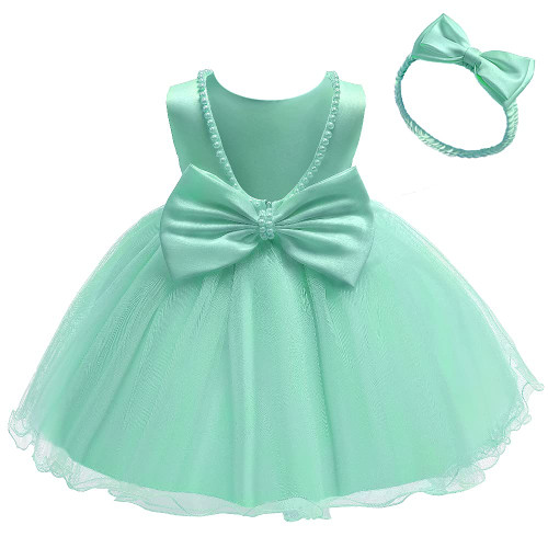 Princess Girls Bowknot Pageant Dresses Cute Sleeveless Prom Tulle Backless Toddler Party Dresses for Baby (Light Green,110) Princess Girls Bowknot Pageant Dresses Cute Sleeveless Prom Tulle Backless Toddler Party Dresses for Baby (Light Green,110)