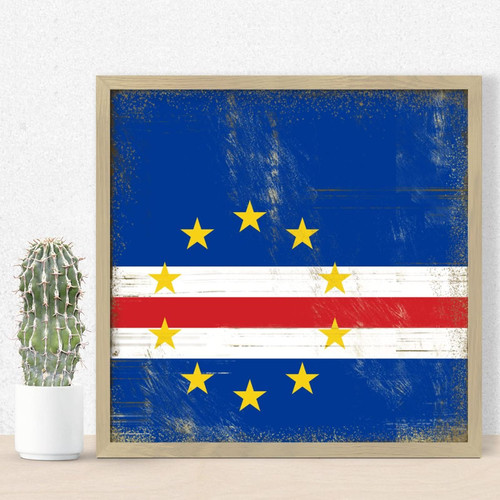 Cabo Verde Wood Framed Printed Sign Wall Decor Funny City Flag Souvenir Signs Painted Wood Home Sign for Nursery Laundry Mantel 12x12in