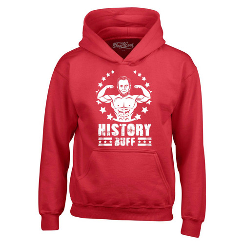 shop4ever History Buff Abraham Lincoln Funny Hoodie Sweatshirts Large Red