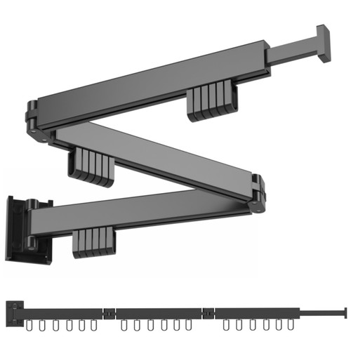 Drying Rack Clothing,Laundry Drying Rack Wall Mounted Clothes Hanger Rack,Retractable Clothes Drying Rack,Thickened space aluminum Collapsible,for Laundry,Balcony,Mudroom,Bedroom,Decor (A Black)