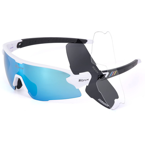 SCVCN Polarized Sports Sunglasses with 3 Interchangeable Lenses, Mens Womens Cycling Glasses, HD Fishing Driving Sunglasses SCVCN Polarized Sports Sunglasses with 3 Interchangeable Lenses, Mens Womens Cycling Glasses, HD Fishing Driving Sunglasses