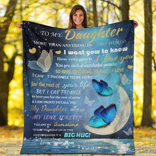 Prokelin to My Daughter Throw Blankets from Mom Dad Gifts Soft Flannel Plush Lightweight Couch Sofa Bed 60"x50" Queen Size