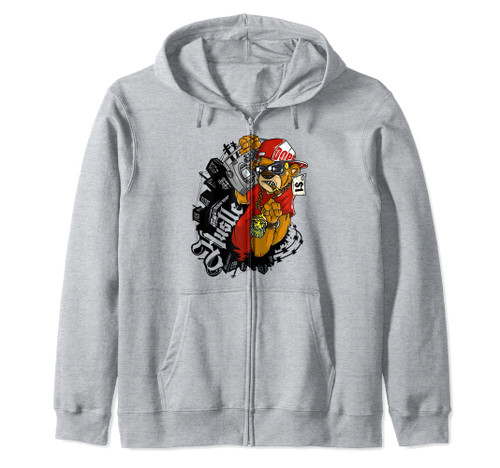 Hustle Hard Hip Hop Teddy Bear Gangster Rap Get Money Tee Zip Hoodie Hustle Hard Hip Hop Teddy Bear Gangster Rap Get Money Tee Zip Hoodie