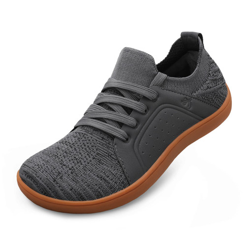 LeIsfIt Women's Barefoot Shoes Wide Walking Shoes Breathable Minimalist Shoes Zero Drop Sole Darkgrey
