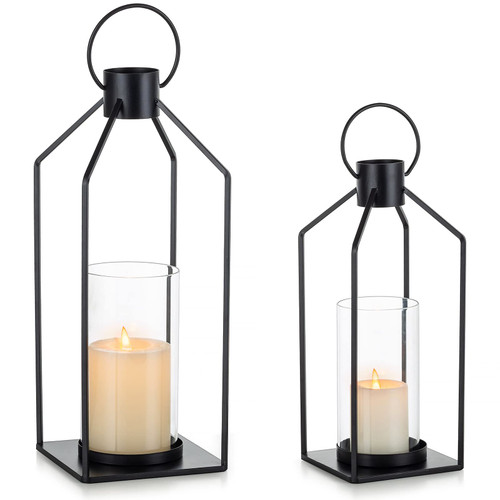 Nuptio Lantern Candle Holder Outdoor Decorative Lanterns Rustic Candle Holders for Pillar Candles Glass Hurricane Holder Black Hanging Decor for Wedding Farmhouse Home Fireplace Christmas Halloween Nuptio Lantern Candle Holder Outdoor Decorative Lanterns Rustic Candle Holders for Pillar Candles Glass Hurricane Holder Black Hanging Decor for Wedding Farmhouse Home Fireplace Christmas Halloween