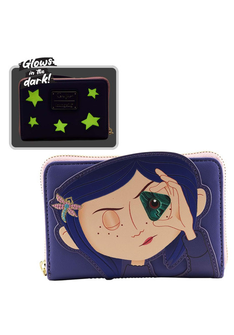 Loungefly Coraline Stars Glow Zip Around Wallet