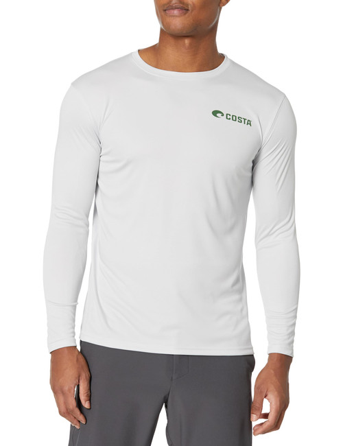 Costa Del Mar Tech Pride Long Sleeve Crew Shirt, Pearl Grey, Small