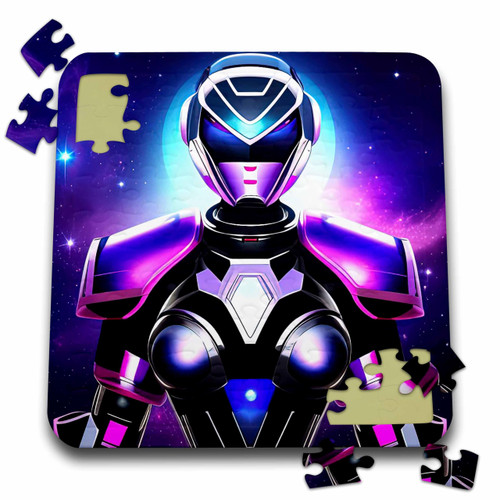 3dRose Woman Astronaut in Purple Space Suit. Futurist Digital Art Gift - Puzzles (pzl-378783-2)