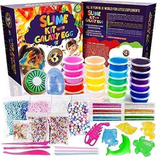 Slime Kit 24 Color with Galaxy Egg include: 24 Crystal Slime Containers, Fruit Slime, Glitter, Straws, Fruit Slices,Foam Beads and Various Slime Supplies, New Slime Making Kit for Girls and Boys Slime Kit 24 Color with Galaxy Egg include: 24 Crystal Slime Containers, Fruit Slime, Glitter, Straws, Fruit Slices,Foam Beads and Various Slime Supplies, New Slime Making Kit for Girls and Boys