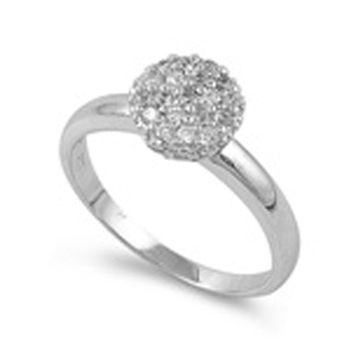 Clear CZ Promise Cluster Ball Ring New .925 Sterling Silver Band Size 8