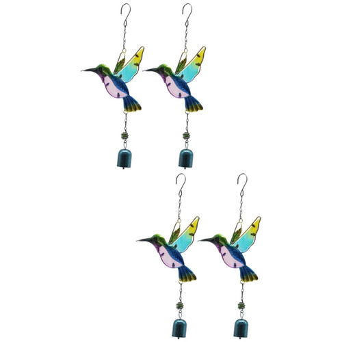 Happyyami 4 PCS Wind Chimes Indoor Metal Wind Chimes Outdoor Hanging Decor Hummingbird Wind Chimes for Outside Hanging Wind Bell Pendant Decor Bird Hanging Decoration The Bell Household