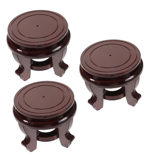 BESTOYARD 3pcs Flower Pot Base -century Flower Pot Plant Pot Riser Wooden Planter Display Stands Wooden Planter Stand Indoor Plant Holder Display Potted Rack Bonsai Small Wooden Stool Juicy