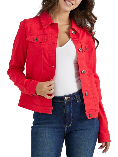 Wrangler Authentics Women's Stretch Denim Jacket, Red, Large