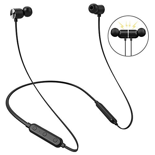 Bluetooth Headphones, FKANT Magnetic Wireless Headphones V4.2 Flexible Neckband Bluetooth Earphones Earbuds Sports Sweatproof Noise Canceling Headset with Mic Compatible for Xs Xr X 8 (Black)