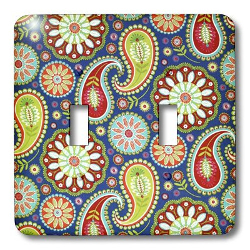 3dRose lsp_60543_2 Red Blue N Lime Green Paisley Double Toggle Switch 3dRose lsp_60543_2 Red Blue N Lime Green Paisley Double Toggle Switch
