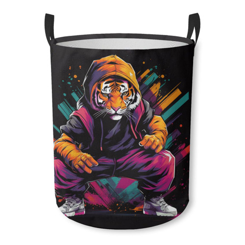 Cool Tiger Bboy Waterproof Foldable Storage Bin, Dirty Clothes Laundry Basket, Canvas Organizer Basket for Laundry Hamper, Toy Bins, Gift Baskets, Bedroom, Clothes, Kids Hamper