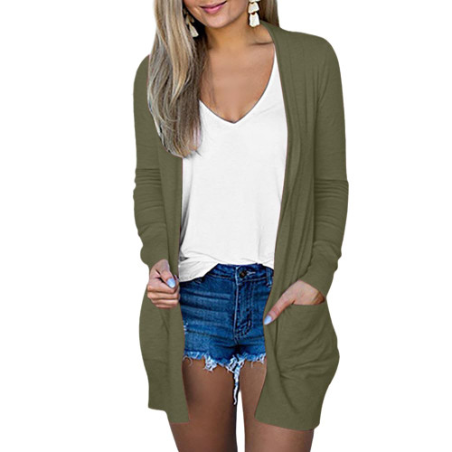 Cardigans for Women Loose, Women's Long Sleeve Open Front Knit Sweater Fall Lightweight Cardigan Outwear Green