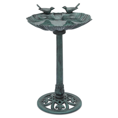 MoNiBloom 28" Bird Baths for Outdoors, Solar Powered Birdbath Water Fountains with Bowl and Stand for Outside Yard and Garden, 5L Water Capacity, Green