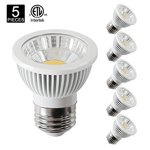 Poroju PAR16 LED Halogen Replacement Bulb, Dimmable LED E26 Spot Light Bulb, CRI 85+, 120 Volt, 38 Degree Beam Angle, 5W, 50W Equivalent, Natural White 4000K, ETL-listed and FCC Qualified, Pack of 5