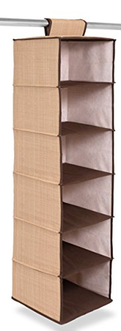 Internet's Best Hanging Closet Organizer | 6 Shelf | Clothing Sweaters Shoes Accessories Storage | Brown (Beige)