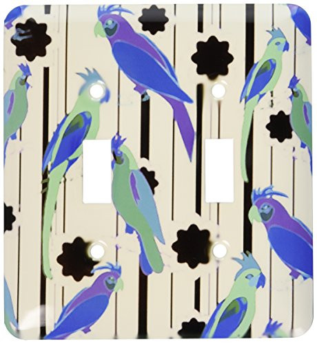 3dRose LLC lsp_101749_2 Photo of Painted Blue N Aqua Parrots On Black N White Background Double Toggle Switch